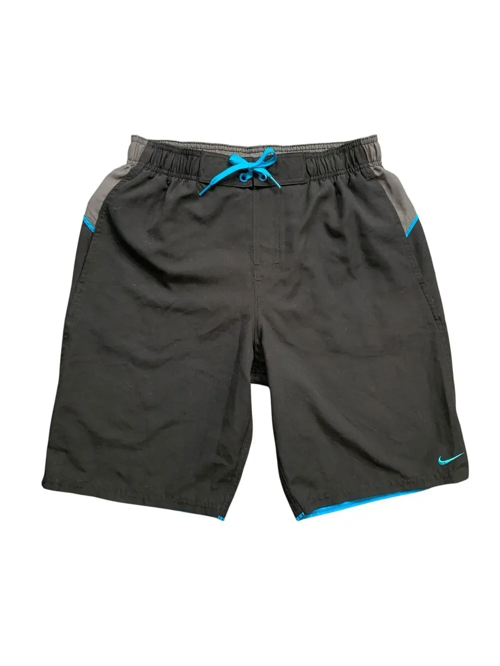 Nike Swim Shorts Mens Small Black Blue Surge 9-Inch Volley Swimwear‎ Brief Lined